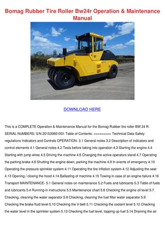 download Bomag BW 24 R Pneumatic Tyred Roller Training able workshop manual