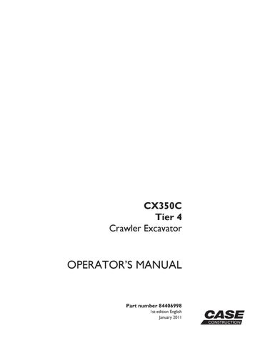 download Case CX350C TIER 4 Crawler Excavator able workshop manual