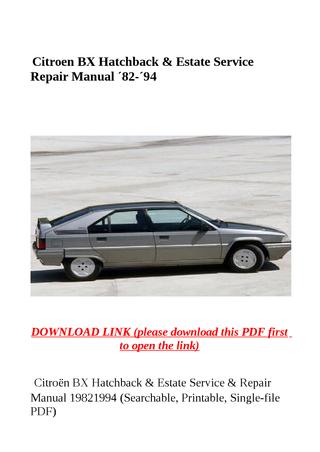 download Citroen BX Hatchback Estate workshop manual