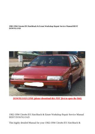 download Citroen BX Hatchback Estate workshop manual