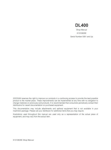 download Doosan DL400 Wheel Loader Hydraulic Schematics able workshop manual