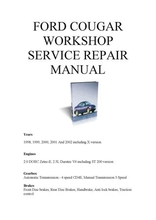 download Ford Cougar workshop manual