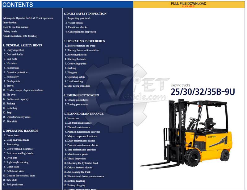 download Hyundai Forklift Truck 35 40 45 50B 7 able workshop manual