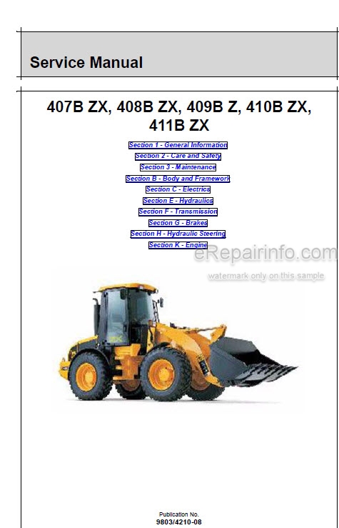 download JCB 407B ZX 408B ZX 409B Z 410B ZX 411B ZX Wheeled Loader able workshop manual