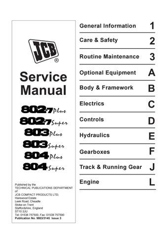 download JCB 802.7 Plus Mini Excavator able workshop manual