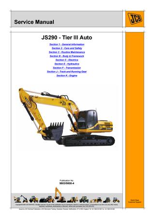 download JCB JS145 Tier 3 Auto Tracked Excavator able workshop manual