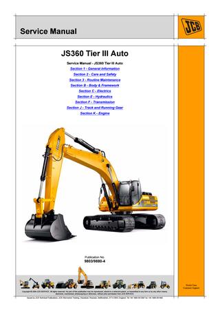 download JCB JS145 Tier 3 Auto Tracked Excavator able workshop manual