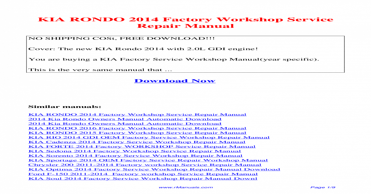 download KIA Optima V6 2.5L OEM FSM Year Specific workshop manual