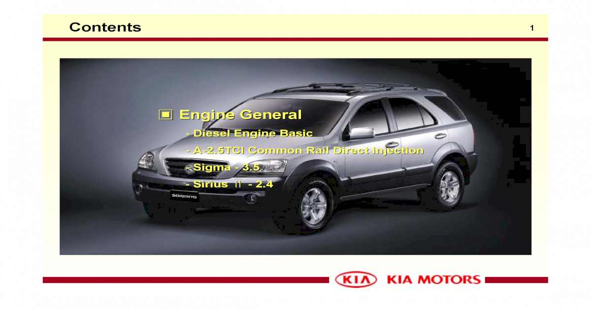 download KIA SORENTO BL G 3.5 DOHC workshop manual
