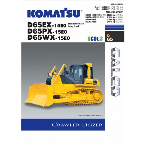 download KOMATSU D65EX 15E0 D65PX 15E0 D65WX 15E0 DOZER BULLDOZER workshop manual