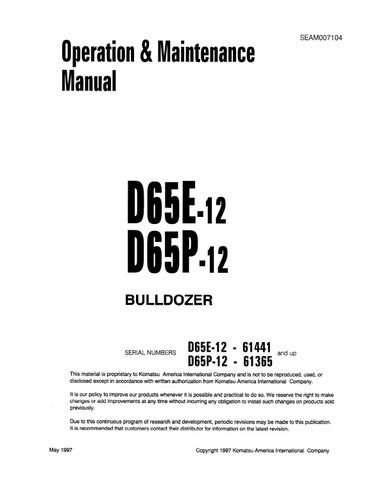 download KOMATSU D65P 12 BULLDOZER Operation able workshop manual