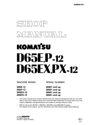 download KOMATSU D65P 12 BULLDOZER Operation able workshop manual
