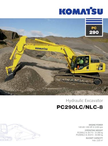 download KOMATSU PC290NLC 8 Hydraulic Excavator able workshop manual