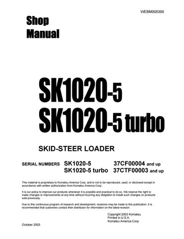 download KOMATSU SK1020 5 SK1020 5 turbo able workshop manual