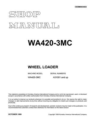download KOMATSU WA320 6 KA SPEC. Wheel Loader + Operation able workshop manual
