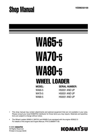 download KOMATSU Wheel Loader WA70 1 WA 70 WA70 able workshop manual