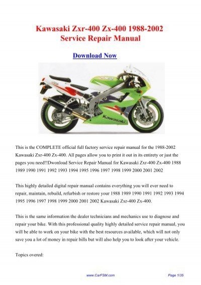 download Kawasaki ZXR400 ZX400 Motorcycle Repai Only able workshop manual