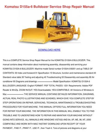 download Komatsu D155A 1 Dozer Bulldozer Manu able workshop manual