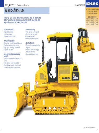 download Komatsu D31EX 21 D31PX 21 D37EX 21 D37PX 21 Dozer Bulldozer workshop manual