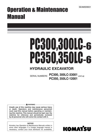 download Komatsu PC300 6 PC300LC 6 PC350 6 PC350LC 6 Hydraulic Excavator able workshop manual