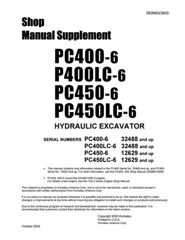 download Komatsu PC400 6 PC400LC 6 Excavator able workshop manual