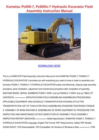 download Komatsu PC600LC 7 Hydraulic Excavator able workshop manual