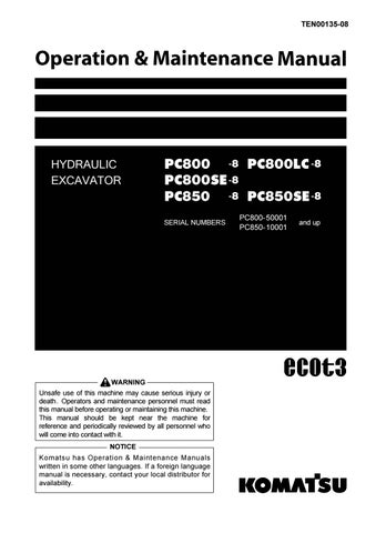 download Komatsu PC800 8 PC800LC 8 PC800SE 8 PC850 8 PC850SE 8 Hydraulic Excavator able workshop manual