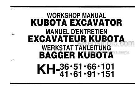 download Kubota KH51 KH61 KH 51 KH 61 Excavator able workshop manual