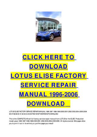 download Lotus Elise workshop manual