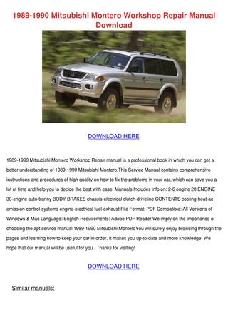 download Mitsubishi Montero workshop manual