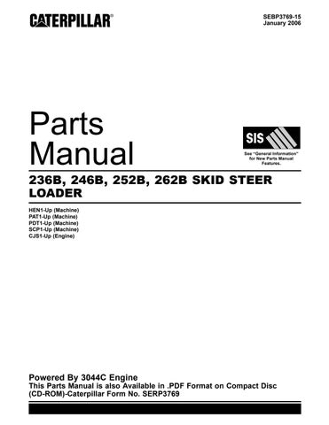 download PartsSkid Steer Loader CATERPILLAR 236B 262B able workshop manual