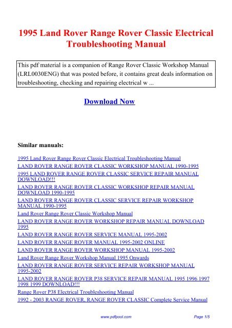 download Range Rover Classic workshop manual