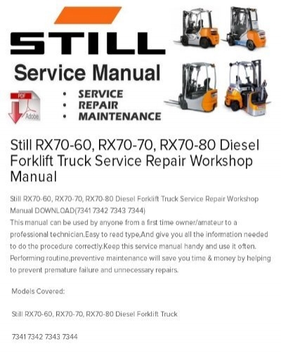 download Still RX70 60 RX70 70 RX70 80 Forklift Truck able workshop manual