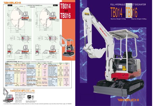 download Takeuchi TB014 excavator . able workshop manual