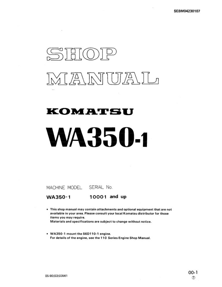 download WA350 1 Wheel Loader able workshop manual